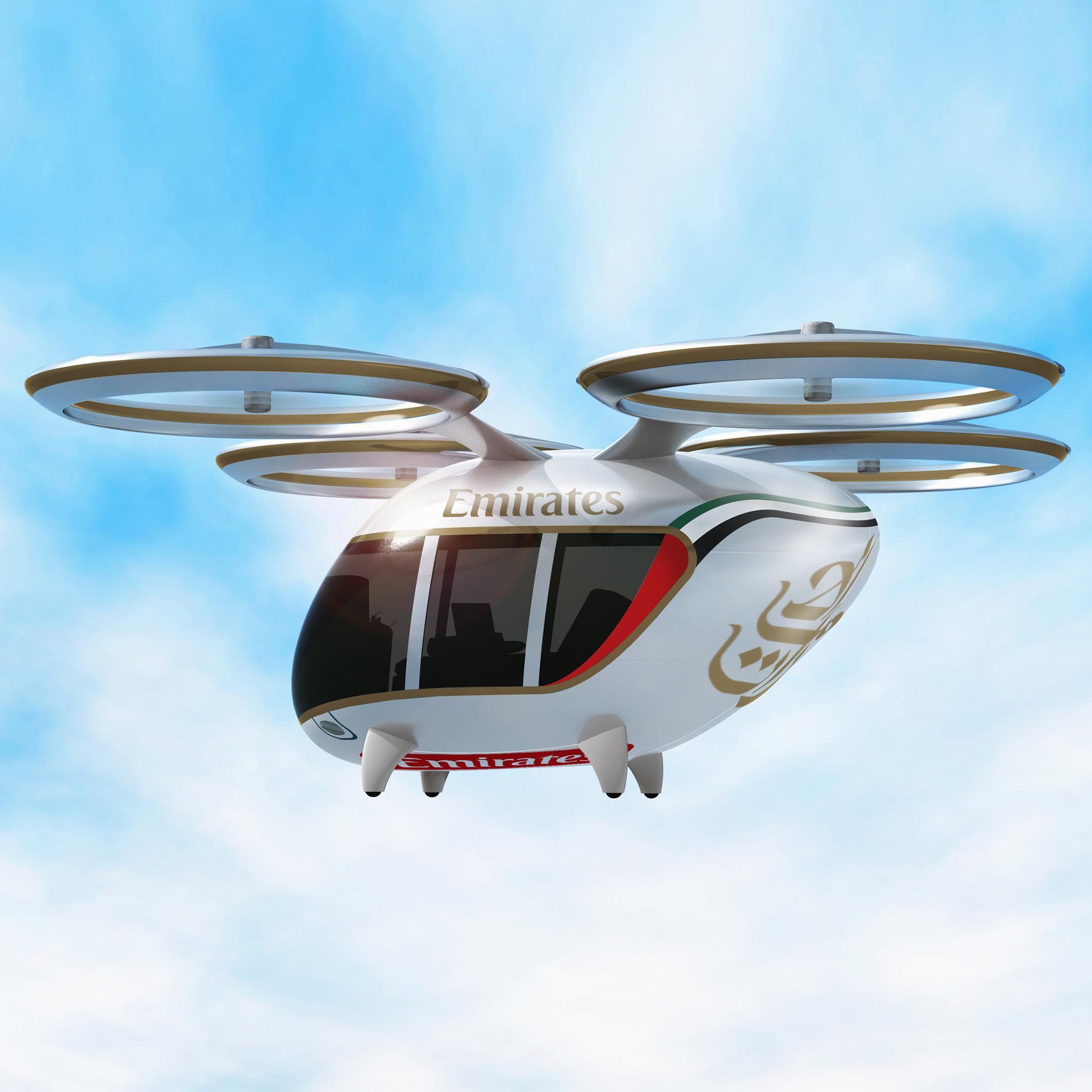 Emirates on Twitter: "Fly on our chauffeur-less drones between any location in Dubai and @DXB, from April 2020. Each drone features two fully-enclosed First Class private suites. Our new drone airport