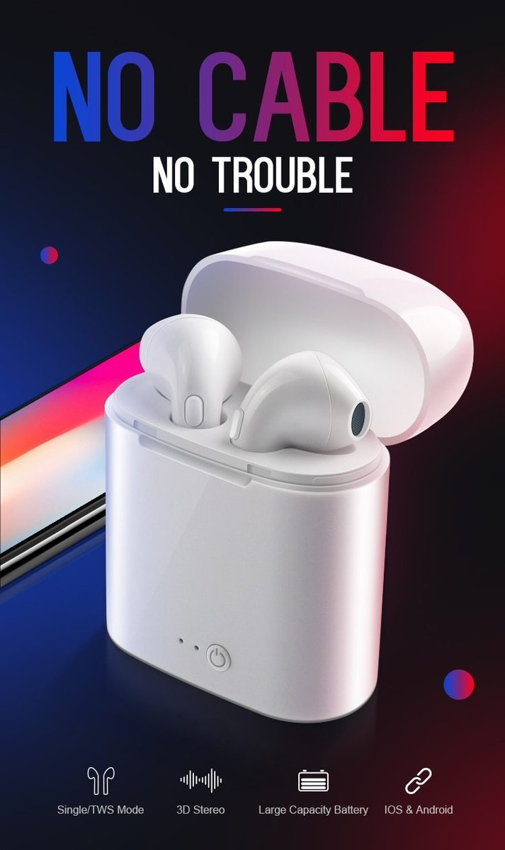 I7s TWS Bluetooth Wireless Earphone Stereo Earbud Headset With Charging Box All Bluetooth tablet Smart phone headphones air pods twicemart.com/shop/i7s-tws-b…