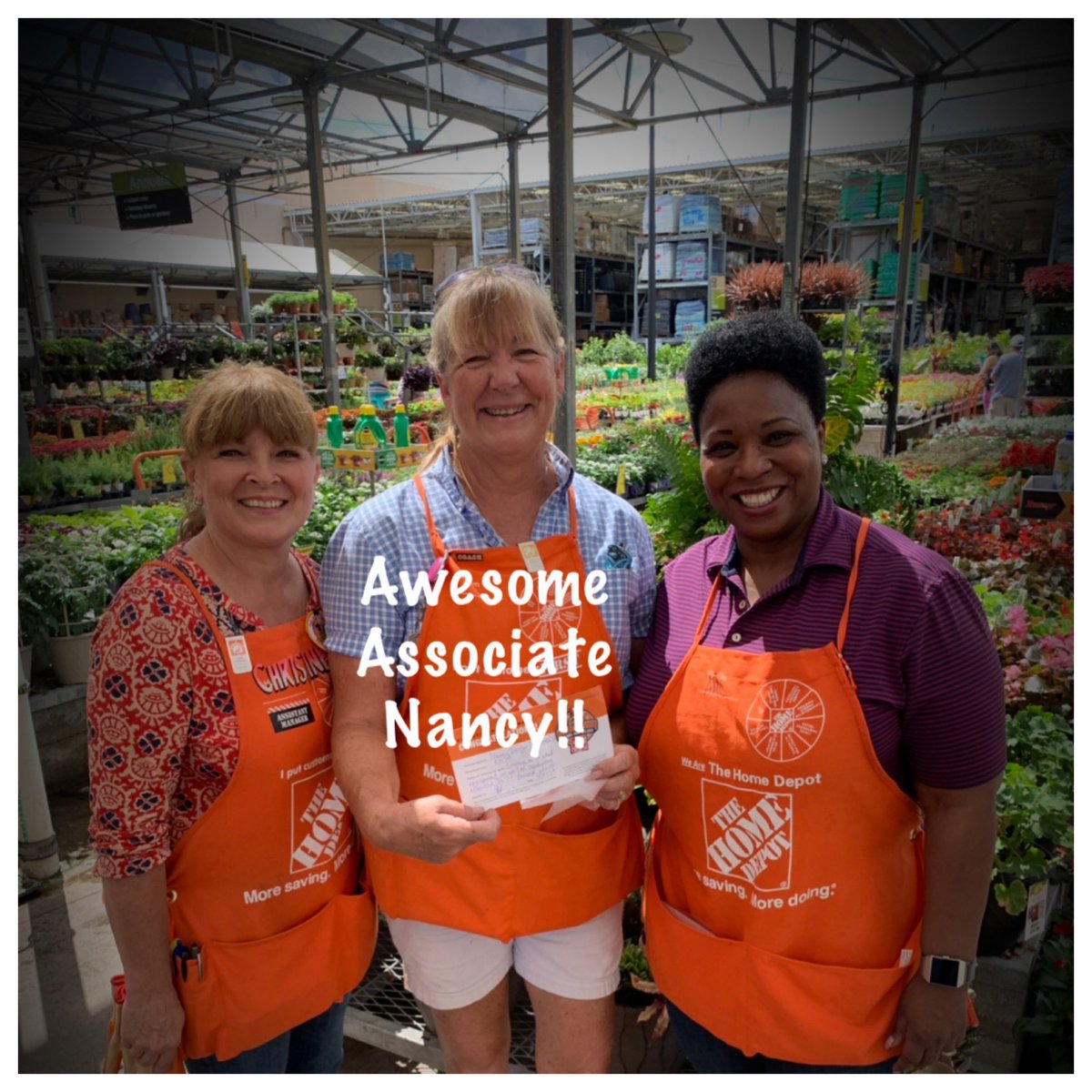 AMCTHD's tweet photo. Congrats to Nancy store 274 on her exec award! She does a great job taking care of our customers and “owning” the garden department.  Thanks for all you do!!#KEEPourOrangePromise! https://t.co/JInRtZSUgY