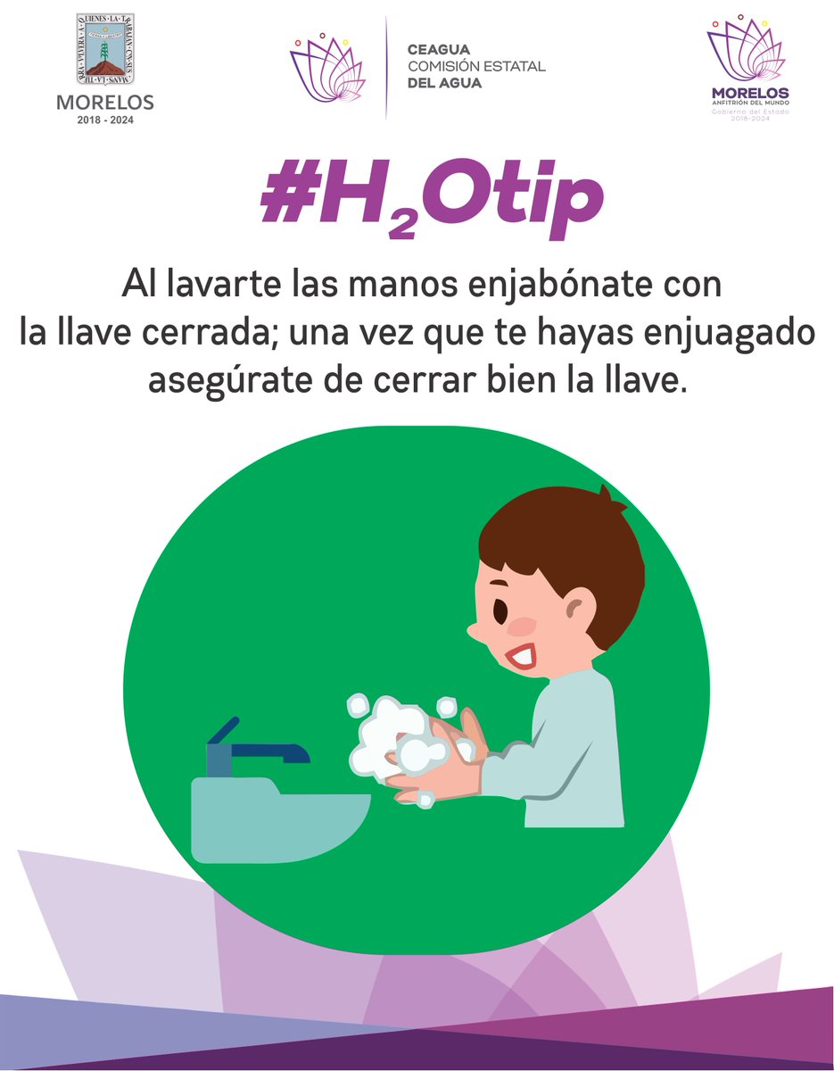 CEAGUA_Morelos's tweet photo. #H2Otip al lavarte las manos procura cerrar la llave del agua mientras te enjabonas las manos #YoCuidoElAgua #Morelos https://t.co/AqzW2HgoG3