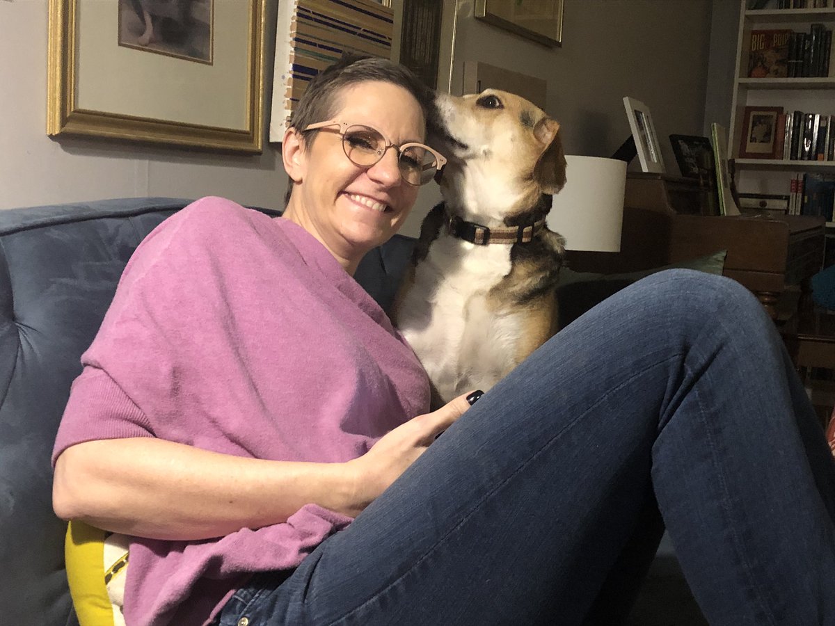 90. On Friday,  @cincinnancy (pictured here with Toby) got back the results of a full body scan. She is still continuing radiation treatment and there may be immunotherapy in her future, but to the best of our knowledge, at this point in time, she no longer has cancer. Huzzah!