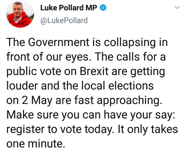 #Plymouth voted by a majority of 60% to Leave EU. Luke Pollard voted against No Deal &amp; supports a 'People's Vote', the aim of which is to overturn #Brexit result. Any Leaver who doesn't remember this Labour betrayal at local elections needs their head testing! #VoteTheTraitorsOut