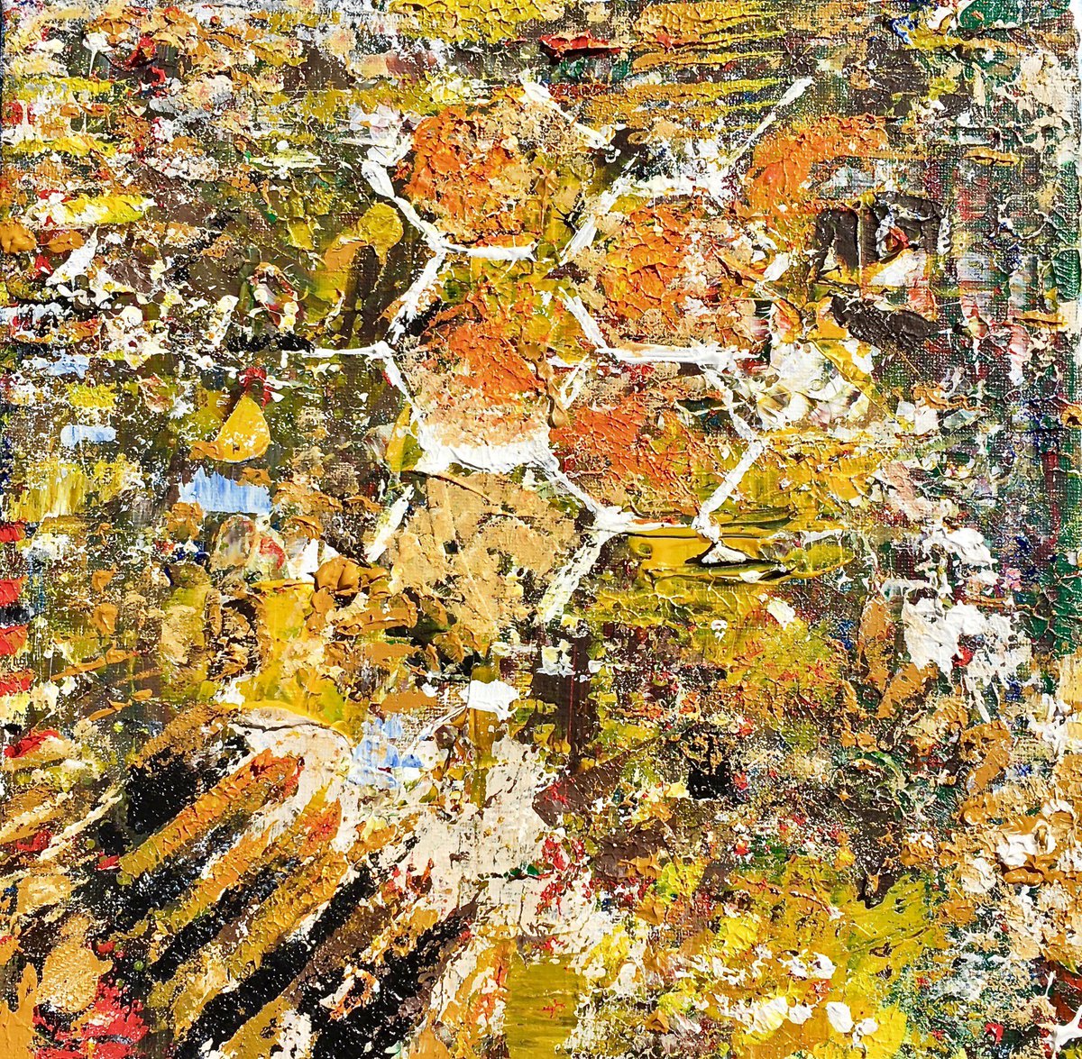CdawnArt's tweet photo. 'Worker Bee' ๐ Abstract painting by Christina Cummings #AbstractArtist #acrylics "The average bee will make only 1/12th of a teaspoon of honey in its lifetime." #everydropcounts #everyBEEcounts ๐โ๏ธ๐โ๏ธ๐โ๏ธ๐ https://t.co/lCbafSnNjp
