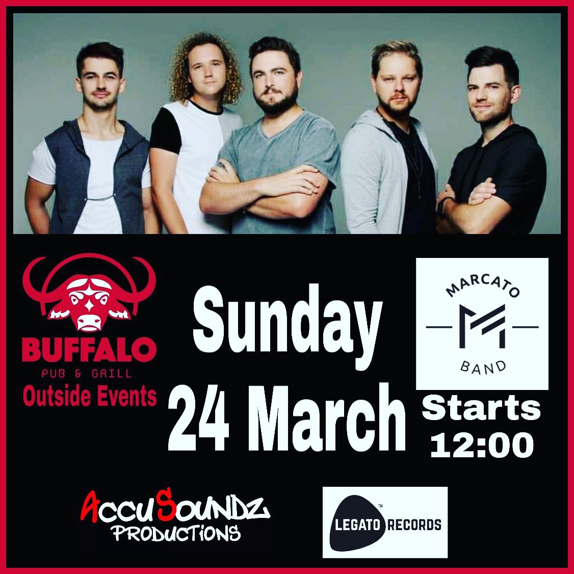 Hello vriende Marcato sing vandag by Buffalo Pub &amp; Grill Outside Events van 12:00 af bring almal. Lekker kos en drank specials.

<a href="/SACelebTweets/">𝘚𝘈 𝘊𝘦𝘭𝘦𝘣𝘳𝘪𝘵𝘺 & 𝘓𝘪𝘧𝘦𝘴𝘵𝘺𝘭𝘦</a> <a href="/SA_Musiek/">Musiek</a> <a href="/pietermarcato/">Pieter Marcato</a> <a href="/BenMarcatoband/">Ben van Zyl</a>