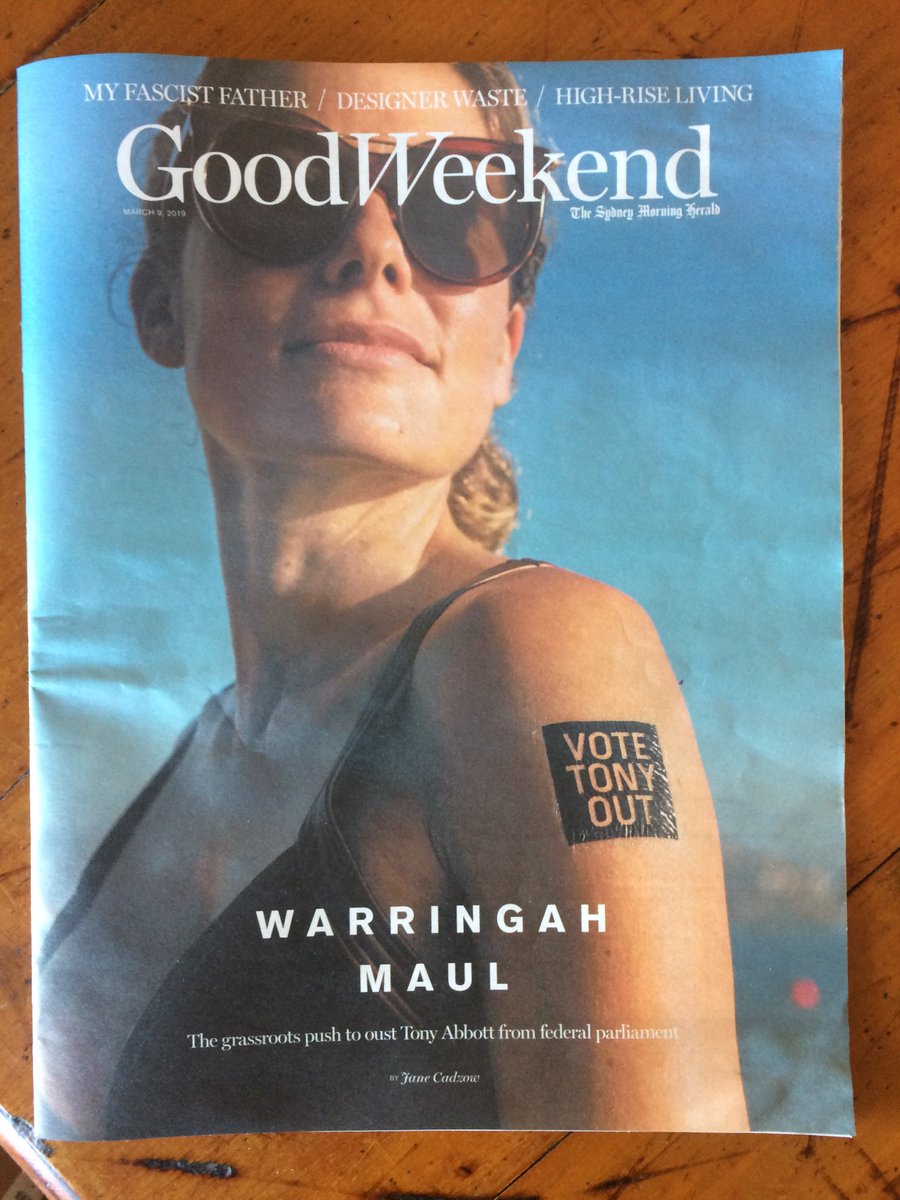 warringah19's tweet photo. TWrecks was proud to feature in this #goodweekend article about #warringah's grassroots movement! However he was SHOCKED to discover he has some kind of human living inside him?! 😱  How's about a trigger warning next time, @smh?! #warringahvotes  #auspol #dinosaurs #votetonyout https://t.co/aXqZpU50kk