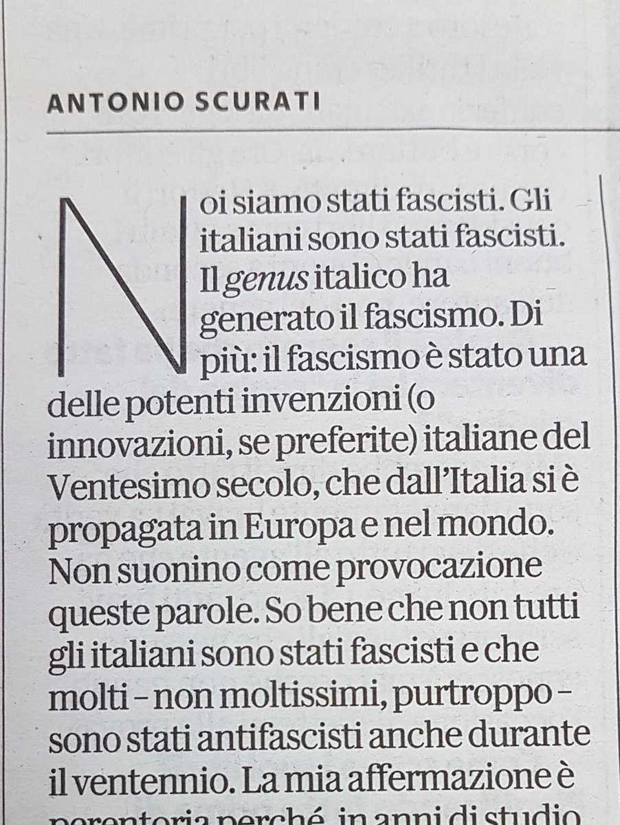 valibona44's tweet photo. Scurati. Ieri su La repubblica. https://t.co/3M7uLgrpuI