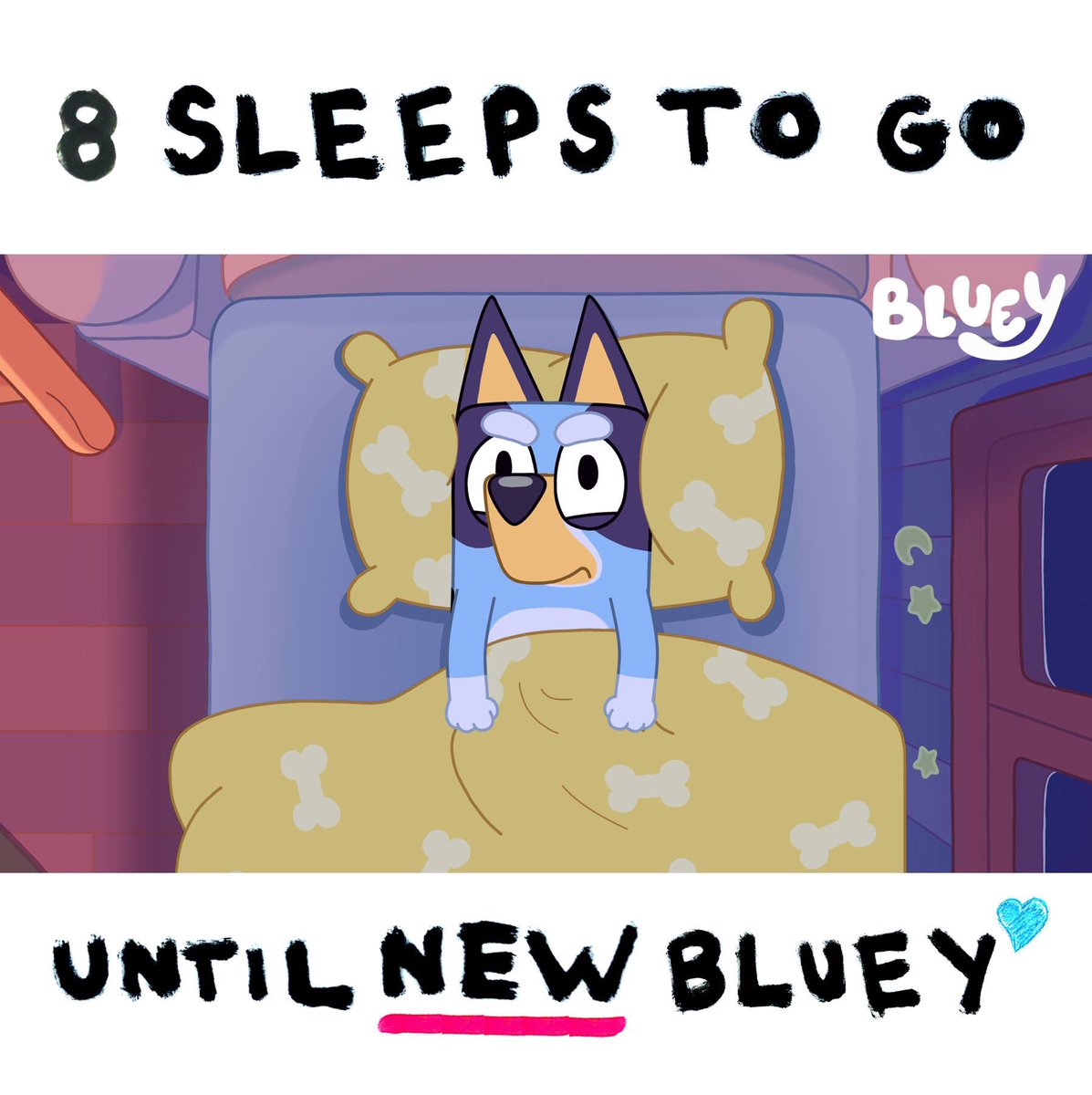 Daley_Pearson's tweet photo. 8 SLEEPS TO GO ⏰ New Bluey. 8am, April 1st on @ABCTV. No joke. #Bluey https://t.co/SG6PZ8glHU