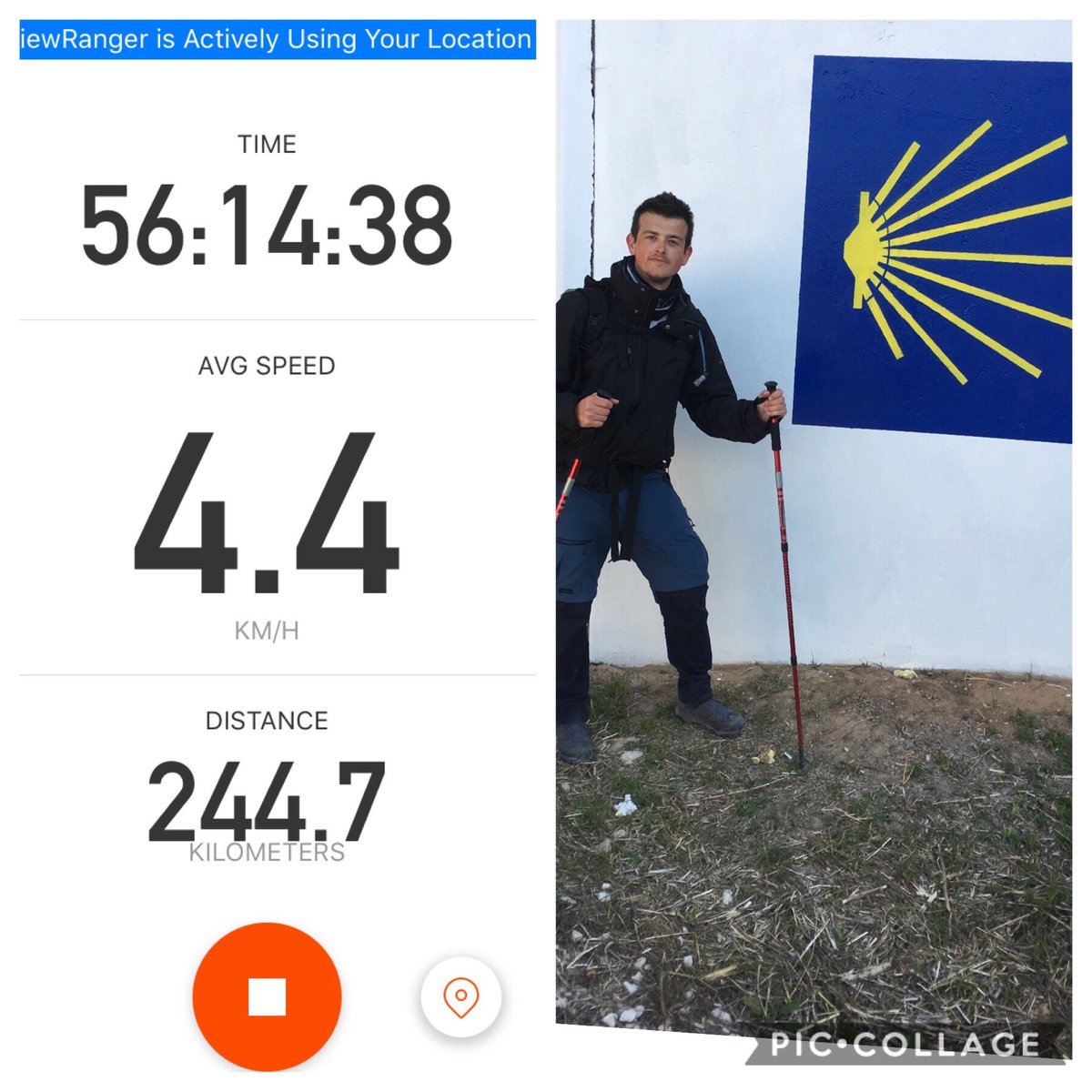 ARajtmar's tweet photo. The iconic 244 kms from Pamplona :D Big day planned for today if my knee allows it #akoscamino https://t.co/vaZCskKClO