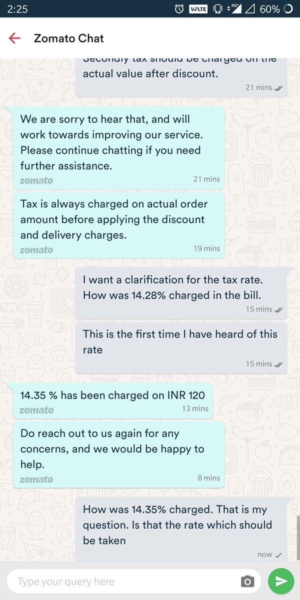 imAgopalika's tweet photo. @zomatocare : recently I had ordered something on Zomato. I was suspicious of the tax which had been charged from me. When I enquired, I was told 14.35% has been taken from me. Can Zomato please specify wherein this rate has been mentioned. I think in GST there is no such slab. https://t.co/TIGl8HmYLD