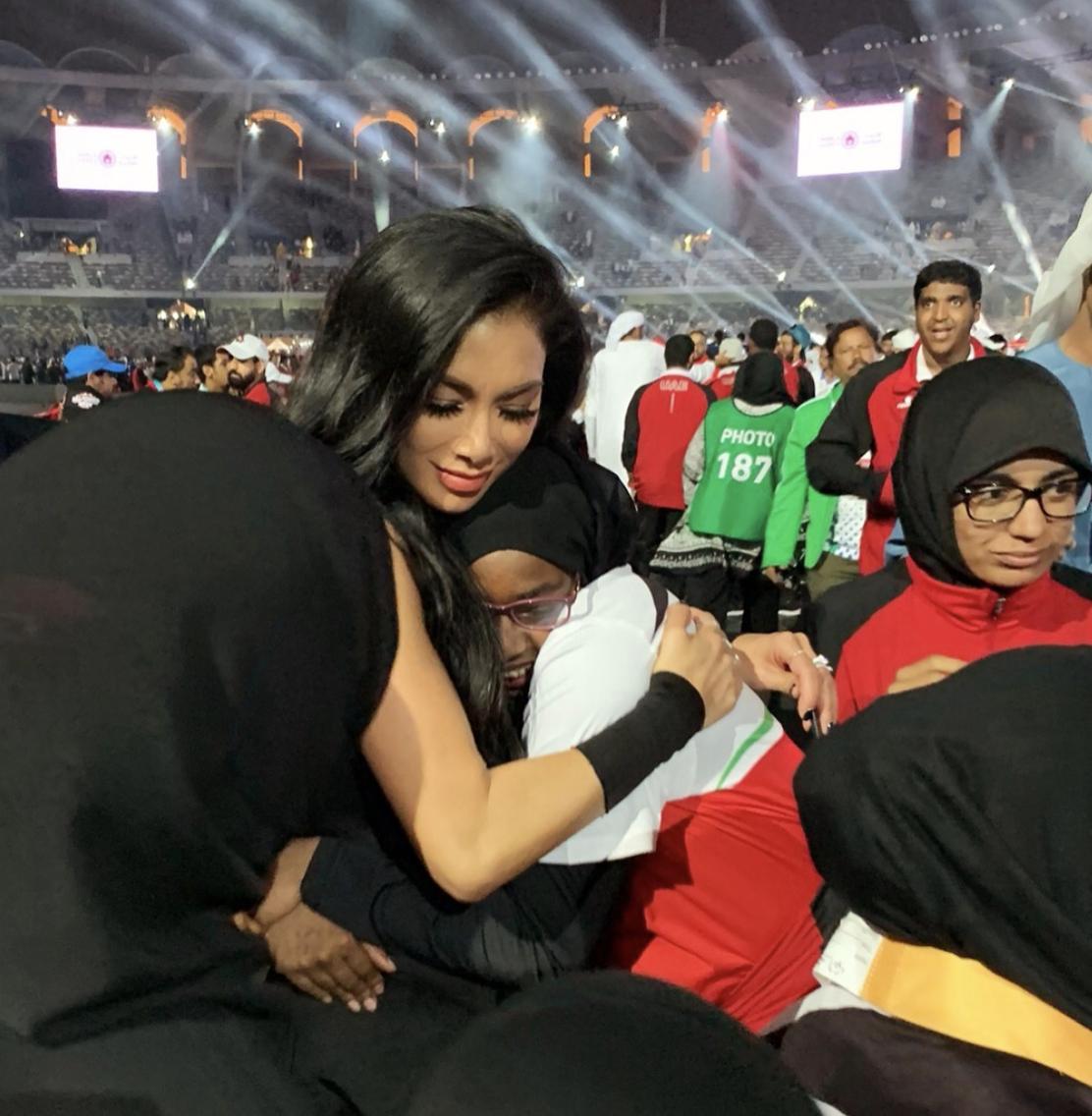 lovindubai's tweet photo. Taking a moment for the legend that is Nicole Scherzinger 😍 She rocked her performance at the Special Olympics World Games Abu Dhabi, before looking like serious Hollywood royalty during an interview with the @KrisFadeShow and in front of the Dubai Fountains. Queeennnn👑 👑 https://t.co/8IWVt45VGO