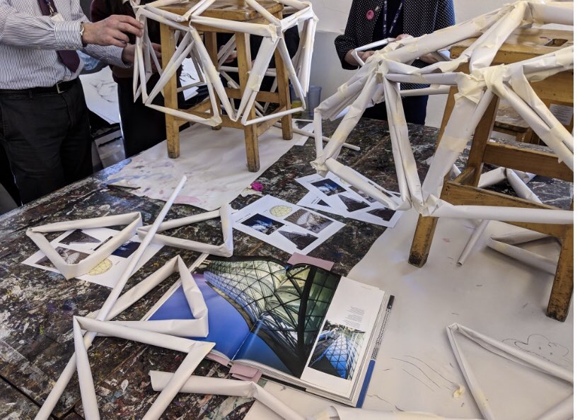 rgsarchsoc's tweet photo. Session 2: Using rolled up paper to form triangles from which we created geodesic domes #rgsarchsoc https://t.co/6vaURM1DiR