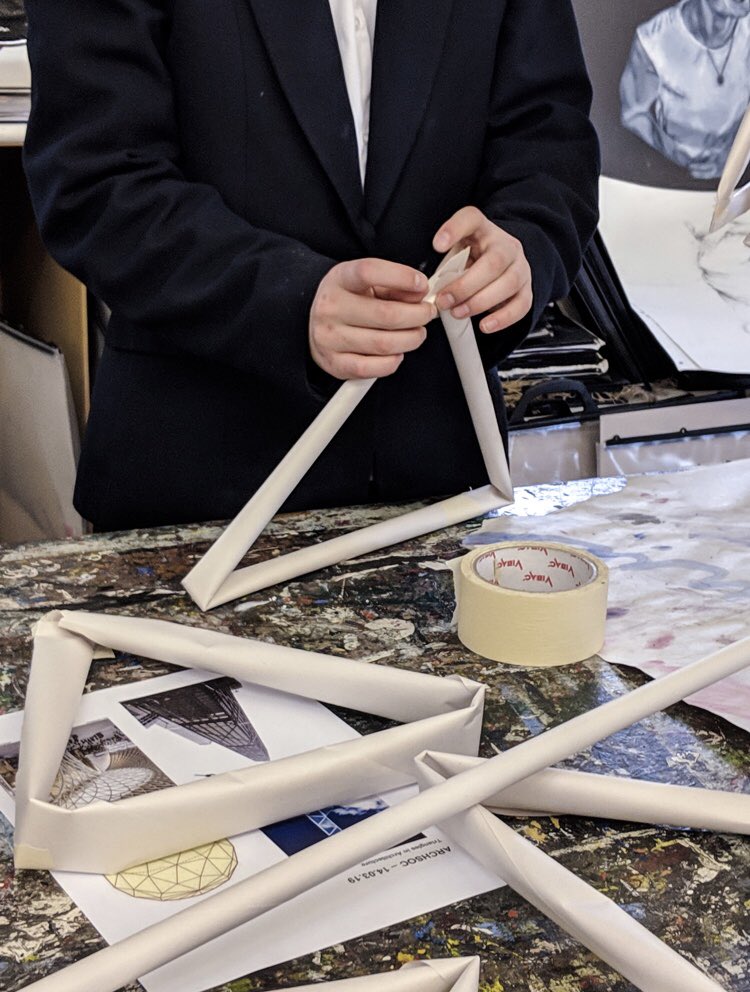 rgsarchsoc's tweet photo. Session 2: Using rolled up paper to form triangles from which we created geodesic domes #rgsarchsoc https://t.co/6vaURM1DiR