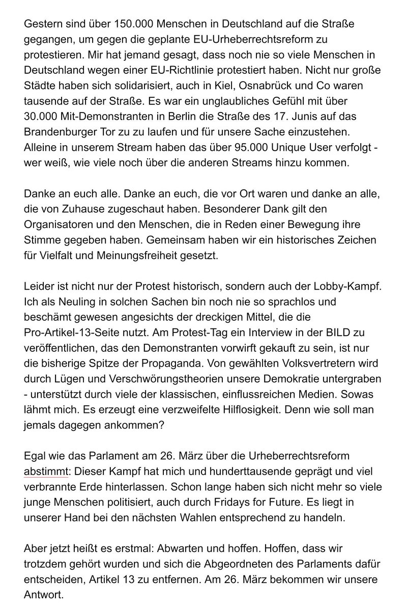 PietSmiet's tweet image. Wollte ein kurzes Fazit zur Demo gestern aufschreiben. Hat nicht ganz funktioniert 🙈