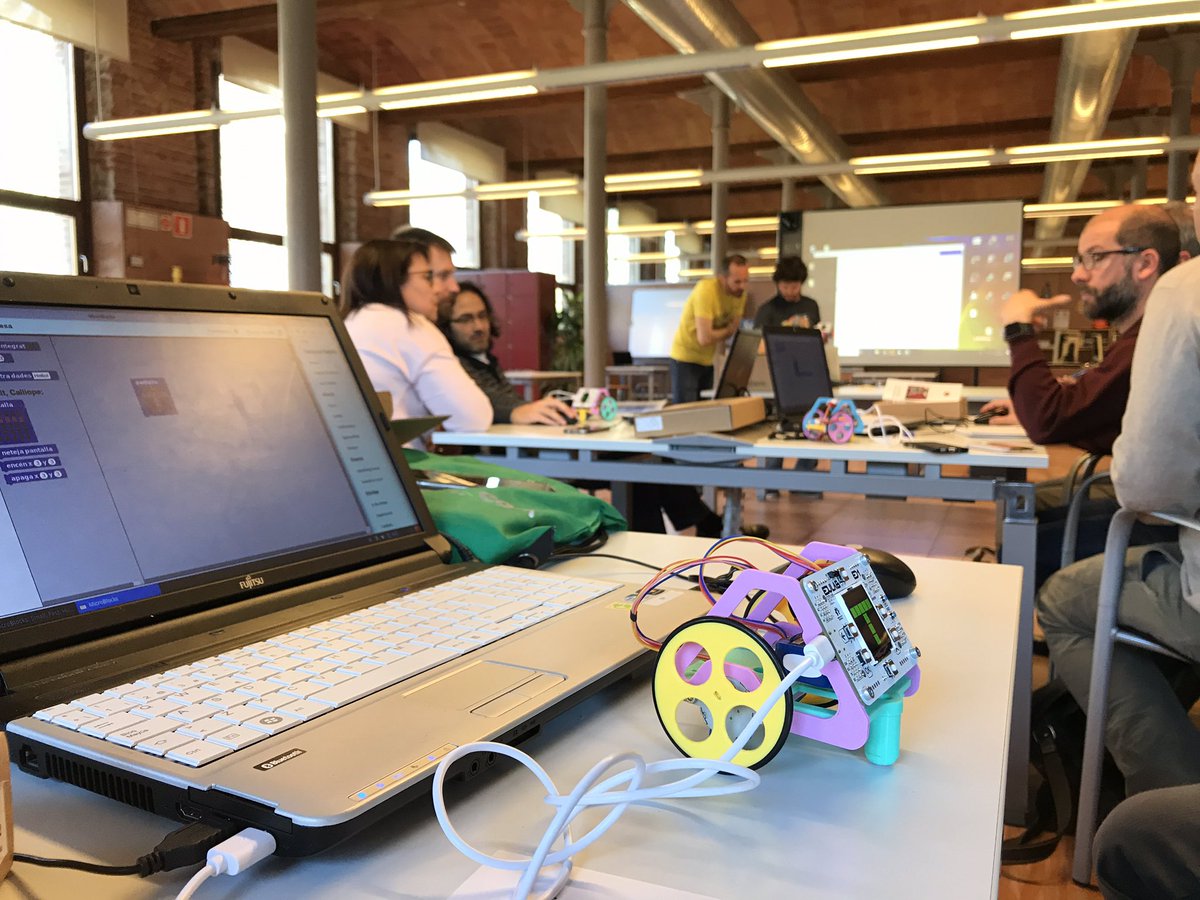elenavercher's tweet photo. super inspiring day at the #ScratchEdMeetUp at @citilab ! 
full w/ discoveries such as the AMAZING #fantastic robot, the @LEGO_Education #math train &amp; animals' bingo, ways to link @NinusUniverse w/ @scratch &amp; loads of sharing!

✨✨✨

ps. HAPPY BIRTHDAY, #ScratchEdMeetUpBCN !🌟 https://t.co/qgENNPP03y