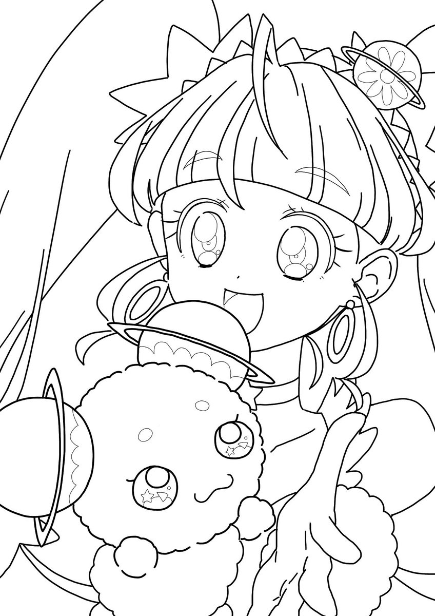 イコ On Twitter 娘リクエストのキュアスターとフワの塗り絵だよ