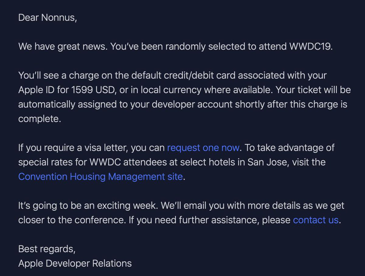 All right, All right, All right. See you in June WWDC (1st time attendee, feel free to send some tips or hook up if you are going too)