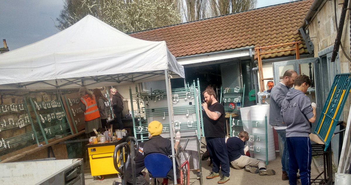 NodToCulture's tweet photo. Photos of the amazing volunteers at @Ironart_of_Bath - great to see such a range of ages helping out. Those who sponsored elements of the panels will be able to #findyournote at https://t.co/dOi3RGYs6P on 26th May https://t.co/EHlCNg1myB