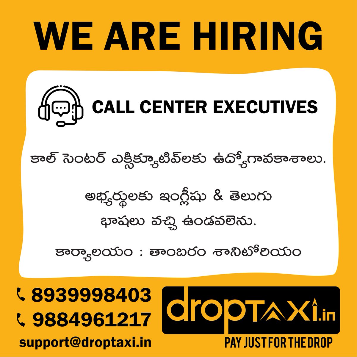 droptaxi's tweet photo. #chennai #job #jobvacancy #hiring #recruitment #tamil #telugu #below30 #freshersopening #english #KKRvSRH #CSKvRCB #IPL2019
#RadhaRavi #GaneshaMeendumSanthipom #GMSAprilRelease #VelvetNagaram #Kanchana3secondssingle #Nayanthara #K3SecondSingle https://t.co/zhZsXnuJFP