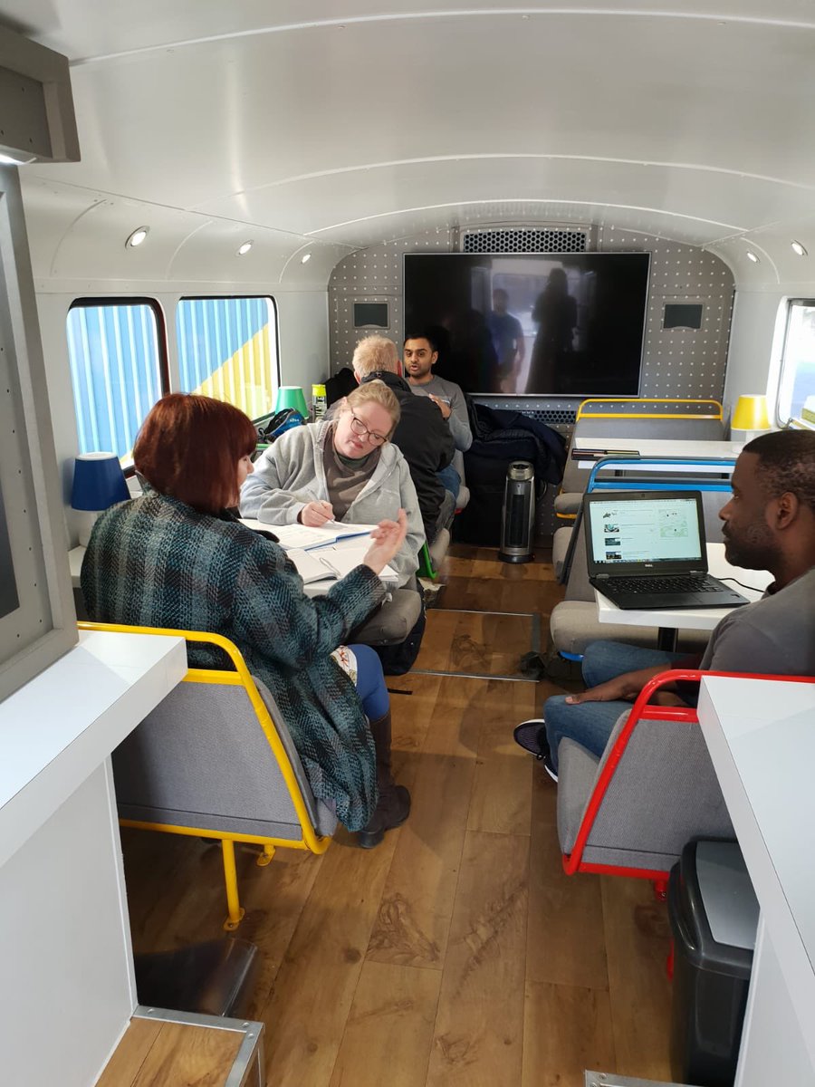 Grenfellspeaks's tweet photo. #Googledigital Garage Bus mentoring sessions well underway today outside Bay20, 71 ST Marks Rd, W10 6JG. Hop on the #Googlebus for FREE digital skills from the experts at #Google @StartupGrove @RBKC @WestwayTrust @PortobelloBC https://t.co/TCilypr1od