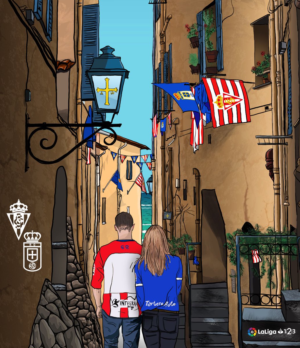 LaLiga's tweet photo. ¡Día de derbi asturiano! 😄

¿Quién se llevará el #SportingRealOviedo?

❤ @RealSporting
💙 @RealOviedo 

#LaLiga123 https://t.co/IVv0Gg7m9M