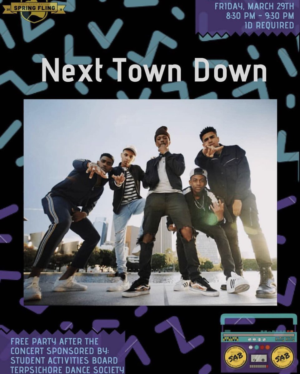 On Friday, March 29 we’re performing Spring Fling in Allentown, Pennsylvania. All Lehigh Valley Association of Independent Colleges welcome with school ID #BackToThe90s instagram.com/p/BvVGTCCldN_/…