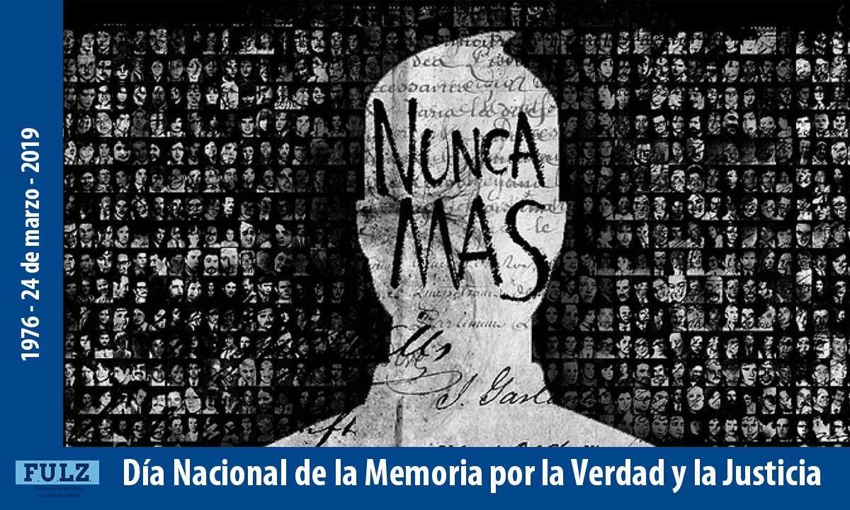 laFULZ's tweet photo. A 43 años del inicio de la última dictadura cívico militar Recordamos a los estudiantes y docentes desaparecidos de la UNLZ, a el presidentes desaparecidos de la FULZ, Julio Molina y a los 30 mil compañeros detenidos-desaparecidos ¡Presentes! ¡Ahora y siempre!
#FULZ #NuncaMas https://t.co/JDu1LX1Wga