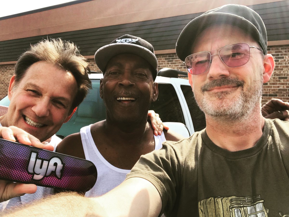 UpLyftDoc's tweet photo. This is Johnnie. He used to ride the rails working for the Railroad now he sees the country driving for Lyft. Johnnie's a family man and his advice... "Be good to each other." 
Johnnie drove us 171 miles from Davenport, IA to Schuamburg, IL  
#MeetHimSoon https://t.co/vC9X3GvjJa