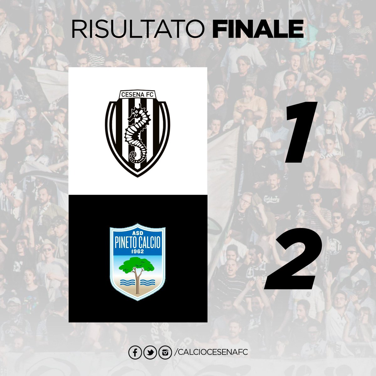 calciocesenafc's tweet photo. Triplice fischio del direttore di gara. Risultato #finale all' @orogelstadium #CESPIN 1-2 (reti 41'pt Tomassini (r), 8'st Camplone, 20'st Alessandro) https://t.co/X7anfXhYTq