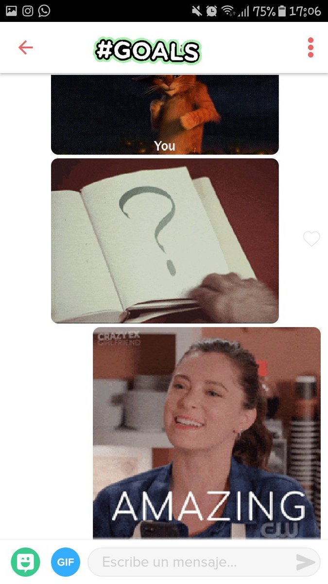 MilenaBruni's tweet photo. Llevo 2 meses hablando con una chica en tinder usando solo gifs... I mean creo que he encontrado a mi soulmate! https://t.co/hGh3MtZB4Q