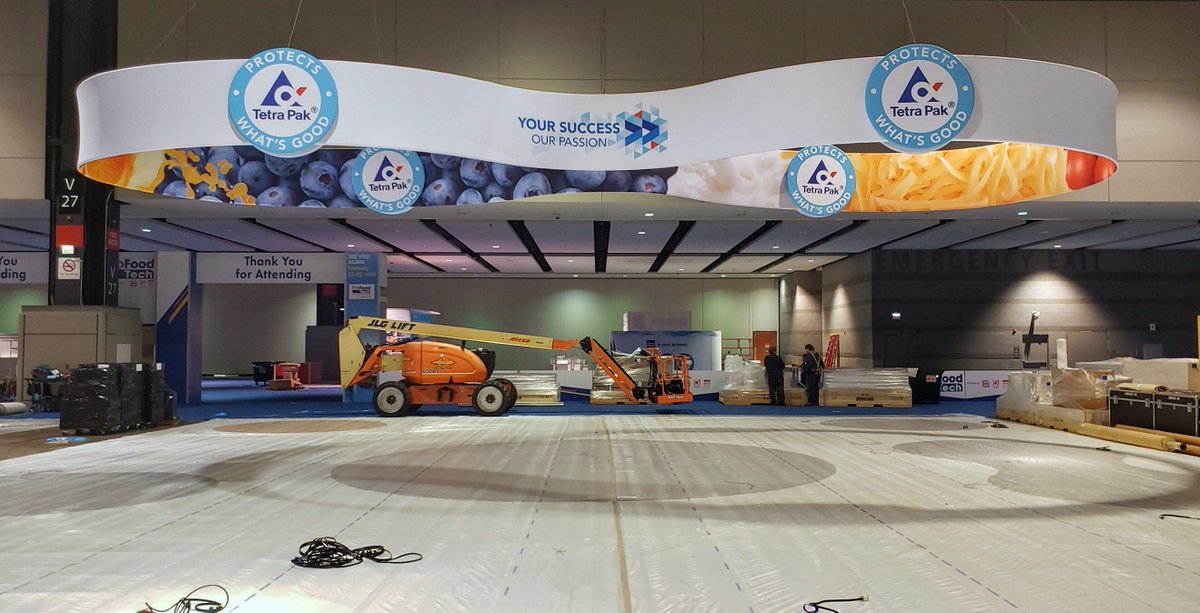 EDECorporation's tweet photo. Getting ready to impress at #ProFoodTech this week, starting with the hanging sign. Can't wait to see the final product. #profoodtech2019 #profood https://t.co/zmYmEOV8fj
