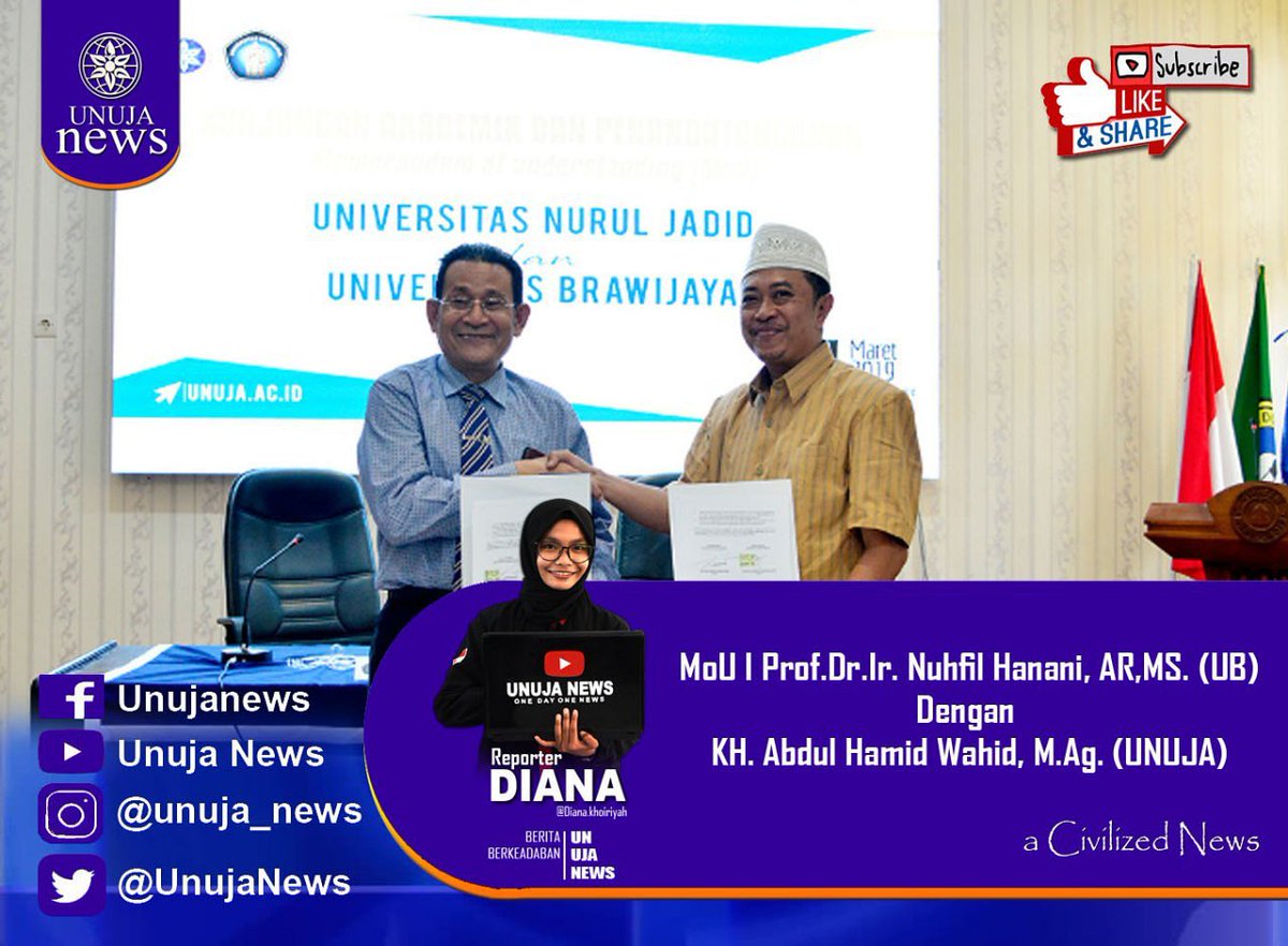 UnujaNews's tweet photo. Yuk kita saksikan bersama proses terjadinya kerjasama 2 universitas bergengsi ( Universitas Nurul Jadid dan Universitas Brawijaya ) hanya di link bawah ini.
https://t.co/ftaYBI6vb8
@UNUJAOFFICIAL 
@DianaKhoiriyah 
@hamidwahid 
@HambaliAndrome1 
@baharun_hasan https://t.co/DNggnW5Vz1