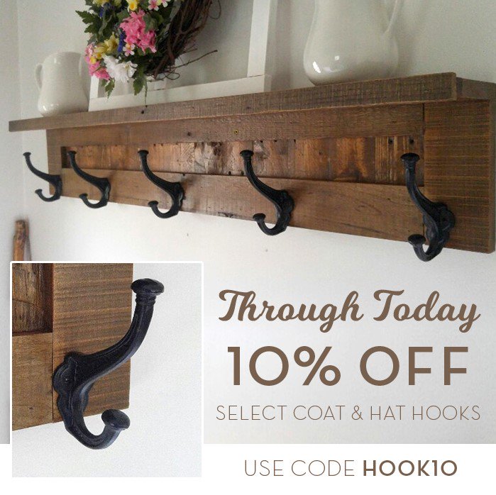 VanDykesOnline's tweet photo. SUNDAY SALE! 10% off select hat and coat hooks. Stock up on this versatile accessory for every room. #Weekend #SundaySale #10PercentOff #coathooks #utilityhooks #coatrack #halltree #Restorerss #VanDykes #homeaccessories #homedecor https://t.co/Hahm6qmxfl