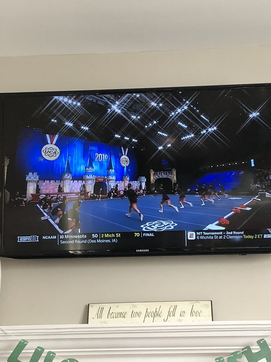 MHSBravescheer's tweet photo. Be sure to check out UCA Nationals on ESPNU this morning! So many great teams from around the country! https://t.co/sfVZyOPMMf