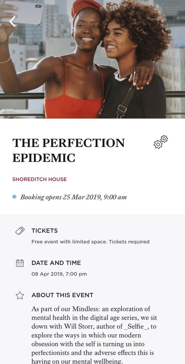 Clementine_Miss's tweet photo. Uber excited for next month’s talk. In conversation with @wstorr exploring the perfectionism epidemic. If you’re interested in coming, DM me! ❤️ https://t.co/xkFyNZ0LJy