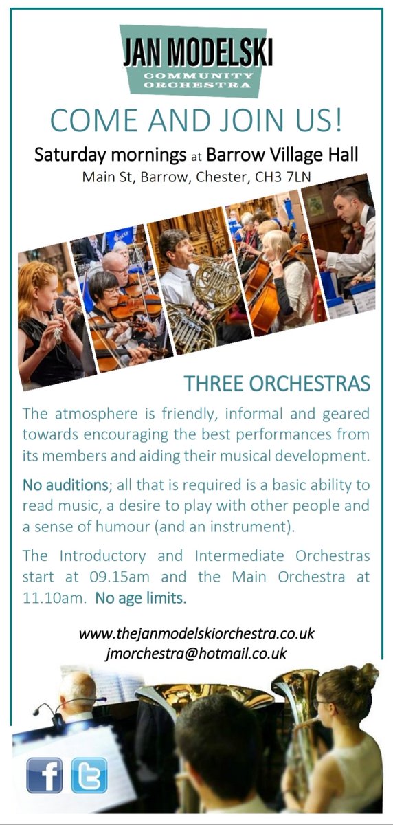 JMCOChester's tweet photo. COME AND JOIN US!...
We're recruiting, please RT! #communityorchestra #greatbarrow @TarvinOnline @ChristletonHS @ChesterPhilOrch @DevaBrass @WeAreChester @Chester_music @ShitChester https://t.co/IJ2InRk6Vk