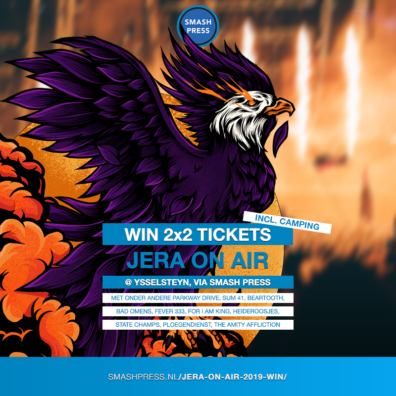 SmashPress's tweet photo. WIN: 2x2 combi-tickets voor Jera On Air 2019 met onder andere Parkway Drive, Sum 41, Heideroosjes, Beartooth en veel meer!

CHECK HIER HOE JE KANS MAAKT: https://t.co/qIqqfKIUMQ

Smash Press – Als muziek alleen niet genoeg is https://t.co/PvWCPhxU2p