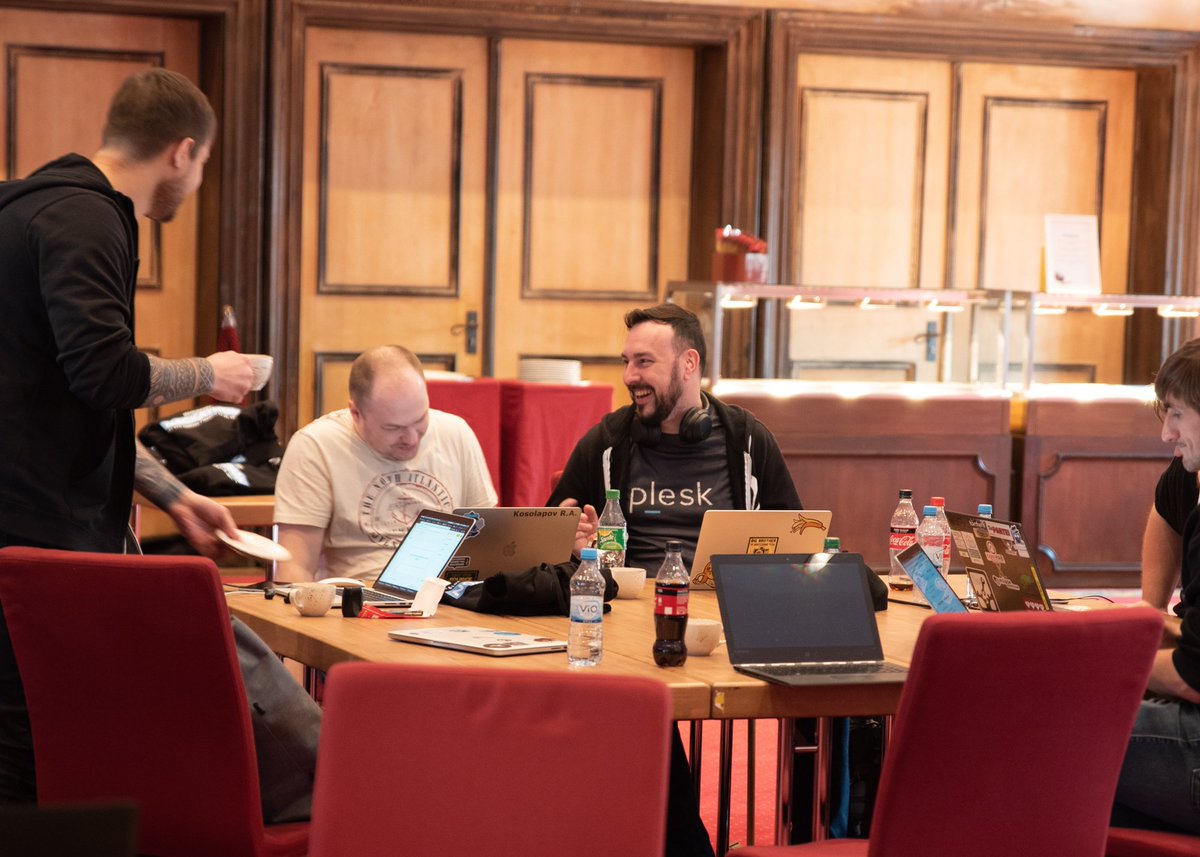 Plesk's tweet photo. The 2019 @cloudfest Hackathon in progress - projects from all over the community: open source, not-for-profit, and interoperable. #hackmyhoster #domainconnect #dnsprovider #cloudfest https://t.co/xyUnm4WIW4