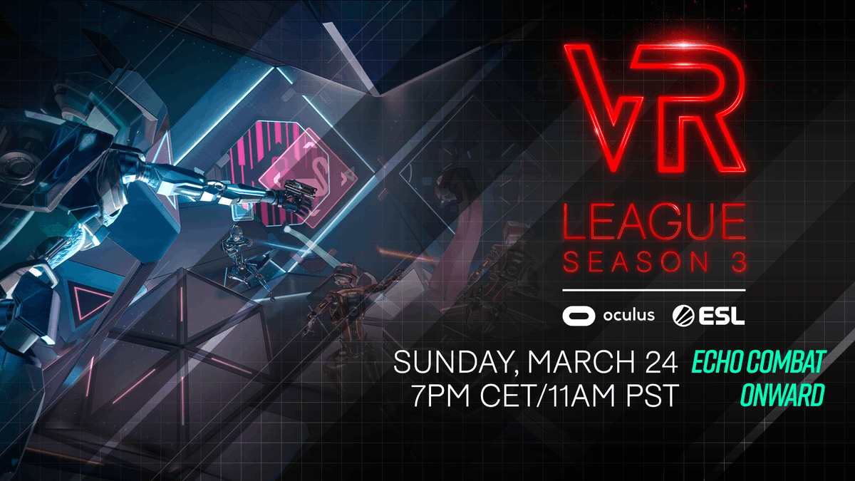 Only a few hours remain until the first show of season 3! There's still time to sign up for Echo Arena and <a href="/OnwardTheGame/">Onward</a> at esl.gg/joinvrleague

We go live at 11AM PST/7PM - don't miss out!
📺twitch.tv/VRChallenger 
📺youtube.com/VRLeague 
📺fb.com/watchVRLeague
