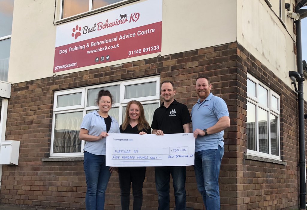 bestbehaviourk9's tweet photo. Had the pleasure of inviting Duncan and Sarah Matthews of @FiresideK9 to our second training school in Sheffield to present them with a cheque for £500 raised during our 2018 Winter Ball.  Thanks to everyone who contributed to a great night raising money for this amazing charity. https://t.co/ScddWGzTlG