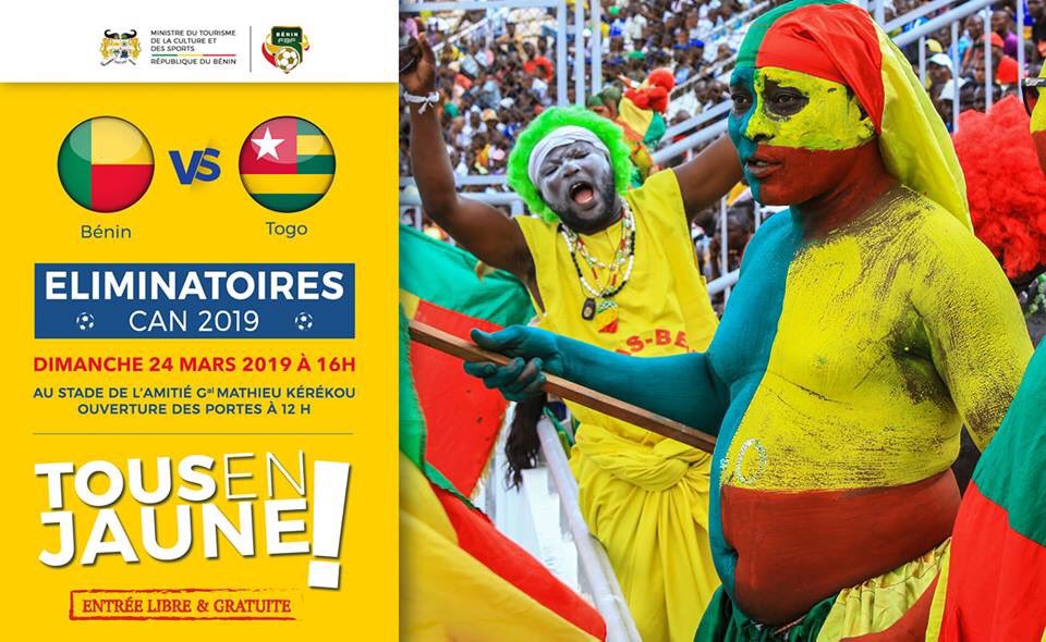 bonnesaffctnou's tweet photo. Sortons massivement pour accompagner le onze national à la qualification pour la Coupe d’Afrique des Nations Égypte 2019 cet après-midi au stade Général Mathieu KEREKOU de Cotonou.

Entrée libre et gratuite.

Ouverture des portes du stade à partir de 12h00

#mojocrack https://t.co/MBbCrCgV6Y
