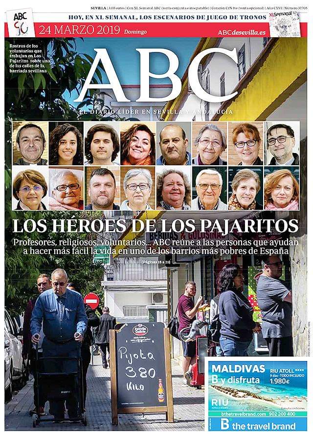 Uno de esos héroes de 'Los Pajaritos" que recoge hoy en portada <a href="/abcdesevilla/">ABC de Sevilla</a> es nuestro Francis <a href="/pasaba_por_aki/">FRANCIS JIMROLD</a>, el agente de <a href="/RedGuadalinfo/">Vuela Guadalinfo</a> en el <a href="/CGTRESBARRIOS/">Punto Vuela Tres Barrios Amate</a> de <a href="/AESCANDELARIA/">A.E.S CANDELARIA</a>. Un profesional extraordinario, comprometido con su barrio y magnífica persona.