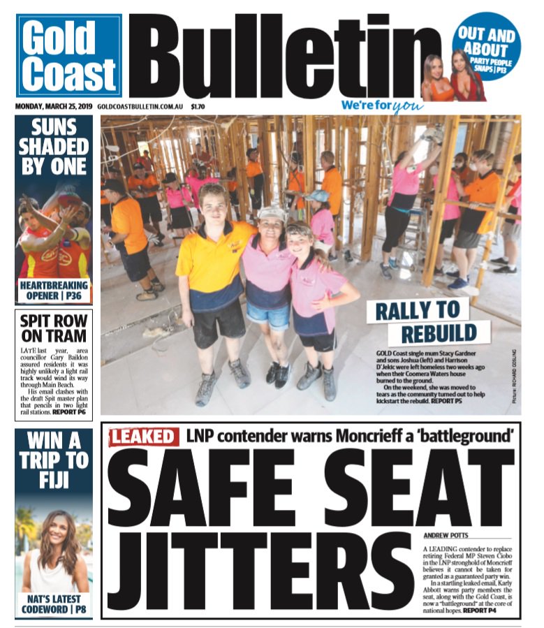 RyanKeenNews's tweet image. LEAKED: LNP contender for Moncrieff warns the historically safe seat is a Federal "battleground", @GoldCoastSUNS shaded in opener, Win a trip to #Fiji, Night Spotting party people photos galore from the Glitter Strip, NightQuarter bond row @GCBulletin #NightQuarter #Moncrieff
