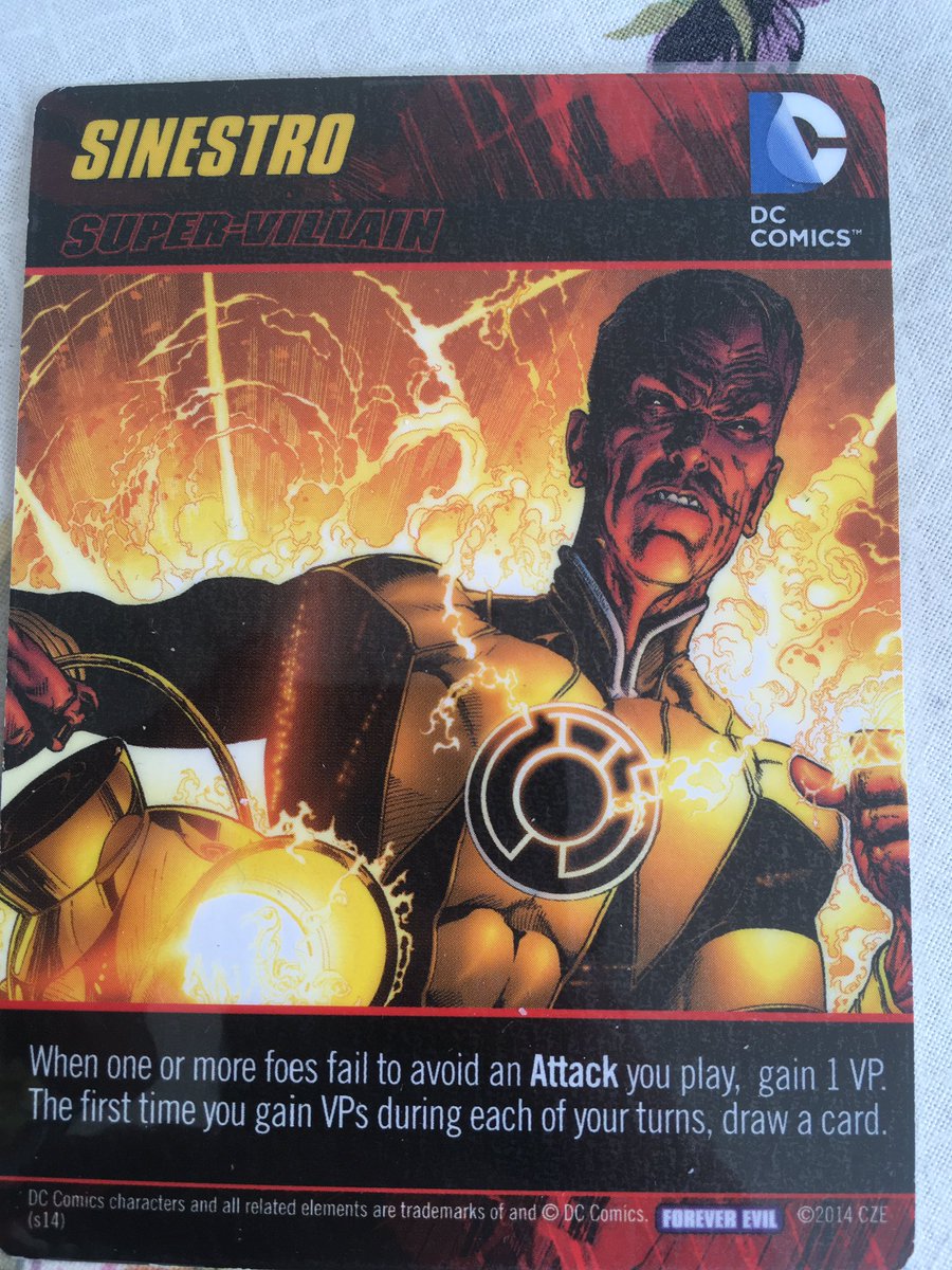 RealScottNash's tweet photo. Knocking Sean down with Sinestro 😈 #DCDeckBuilding https://t.co/r99jkITTNi