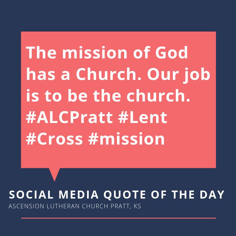 AscensionPratt's tweet photo. The mission of God has a Church. Our job is to be the church. #ALCPratt #Lent #Cross #mission https://t.co/vK3J5NV49T
