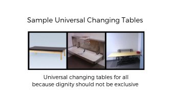 Dignifiedchange's tweet image. What is a universal changing table? It is a table or changing place that can be used by babies, youth and adults. It might feel different to talk about but trust me these are needed in our communities! Check out our hadtag for more info #DignifiedChanges #itstimeforachange