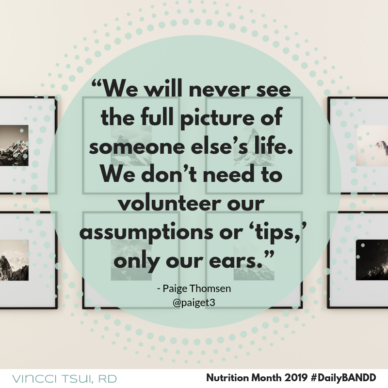 VincciRD's tweet photo. So grateful for the growing community of #nondiet #dietitians in Canada! #DailyBANDD Paige Thomsen is a fellow #YYC-based RD. While relatively new to weight-inclusive practice, she makes clients feel at home with her kindness and genuine curiosity. #NutritionMonth #UnlockFood https://t.co/OpPzYJzaZx