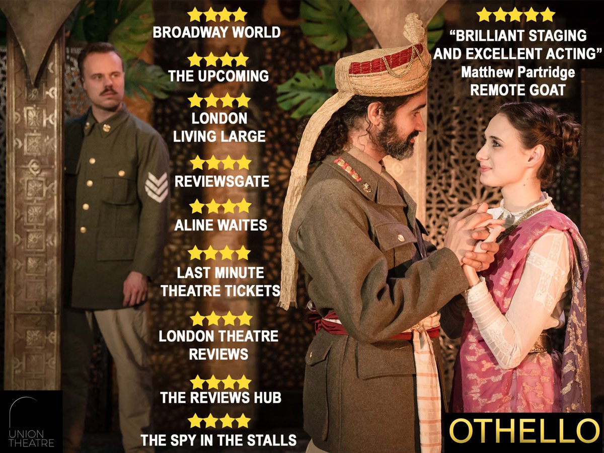 Classics2019's tweet image. The Sunday matinée of #OTHELLO @TheUnionTheatre starts at 2:30pm today.  There are just a handful of tickets left.  Bookings can be made online or by calling the box office: uniontheatre.biz/othello.html
Box Office: 020 7261 9876