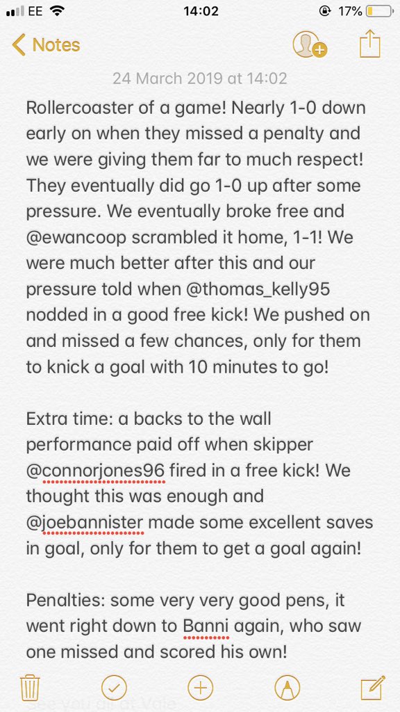 Halmerend 3 - 3 Sneyd (8-7 pens)

What a game, what a performance!
<a href="/Joe_Bannister1/">Joe Bannister</a> @iamaidanblaise were absolutely superb! @ewancoop <a href="/thomas_kelly95/">Tom</a> <a href="/connorjoneslfc7/">Connor Jones🧉</a> all got great goals! 
MOTM: <a href="/jakesmithl1/">jake smith</a> outstanding! Even carried on after getting injured in ET 

#UPTHEEND