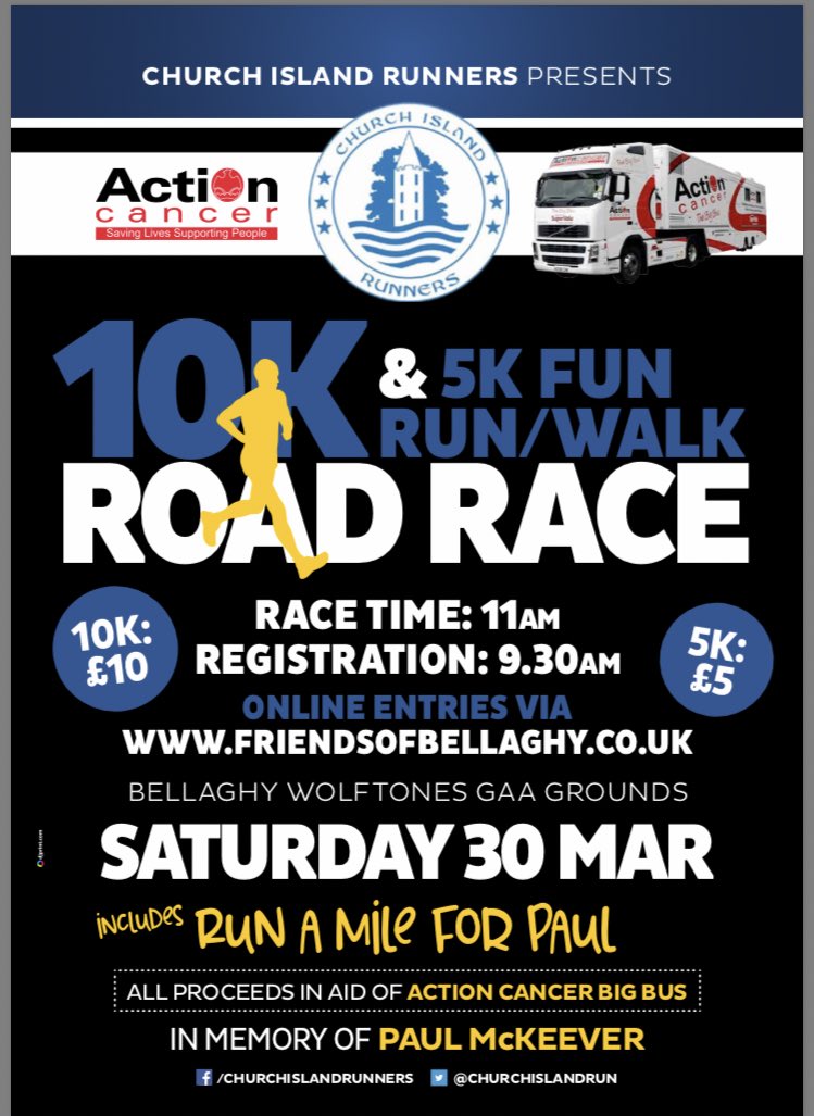 ChurchIslandRun's tweet photo. Church Island 10k #roadrace next Saturday 30th March @BellaghyGAC  #run https://t.co/DdmTF8Cik7