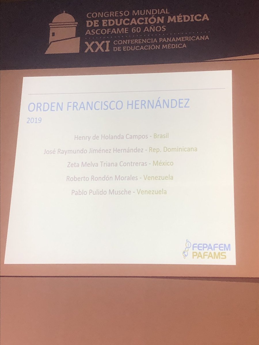 HoughDavid's tweet photo. Celebrating the Orden Francisco Hernández award winners with Dr. Ricardo Leon #FEPAFEM presenting #meded @Elsevier_Es @ASCOFAME_ https://t.co/knktZRcLby